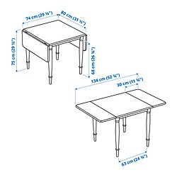 Measurement Illustration - DANDERYD drop-leaf dining table