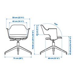 Ilustración de medidas - FJÄLLBERGET silla para reuniones