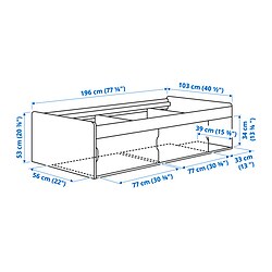 Measurement Illustration - KLIPPUGGLA bed frame with storage
