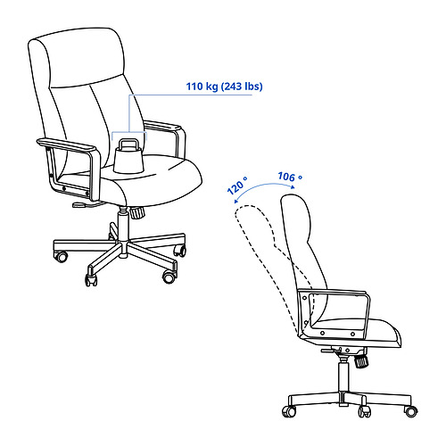 MILLBERGET, swivel chair. 4 of 15 open dialog