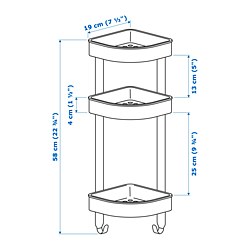 Measurement Illustration - BROGRUND corner wall shelf unit
