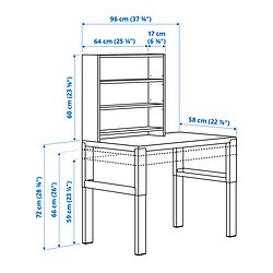 Measurement Illustration - PÅHL height adjustable desk with add-on unit
