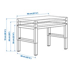 Measurement Illustration - PÅHL desk with height adjustable