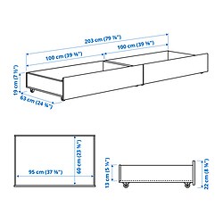 Measurement Illustration - GULLABERG underbed storage box, set of 2