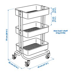 Measurement Illustration - RÅSKOG utility cart