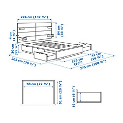 Ilustración de medidas - NORDLI cama King con mattress y cabecera