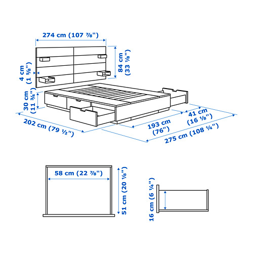 NORDLI, cama King con mattress y cabecera. 15 de 15 abrir diálogo