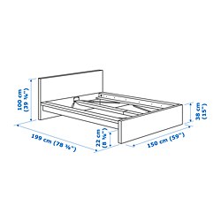 Measurement Illustration - MALM bed Full with mattress