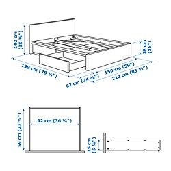 Ilustración de medidas - MALM armazón de cama Full alta con 2 gavetas de almacenaje