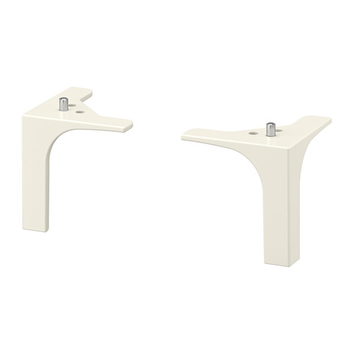 Dos patas de mueble de tv NANNARP blanco roto, fabricadas en aluminio con acabado en polvo, en un diseño moderno y minimalista.