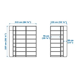 Measurement Illustration - BILLY bookcase corner