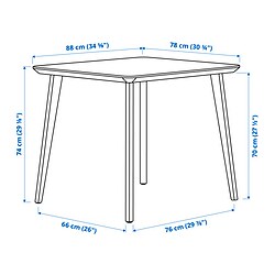 Measurement Illustration - LISABO/LISABO table and 2 chairs