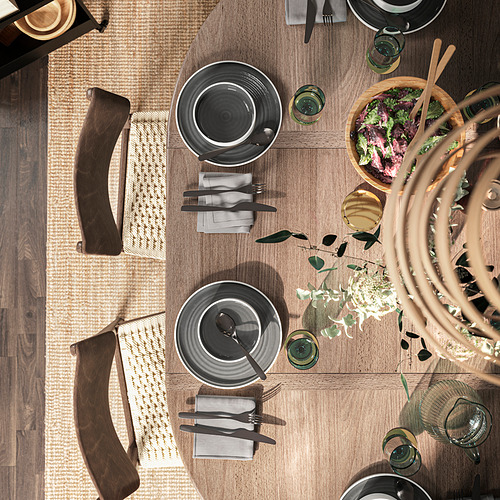SKANSNÄS, extendable round dining table. 6 of 7 open dialog