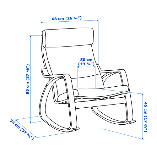 Measurement Illustration - POÄNG rocking chair