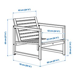 Measurement Illustration - NÄMMARÖ lounge chair, outdoor