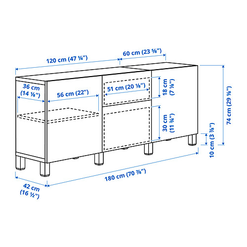 BESTÅ, sideboard with drawer runner, soft-closing. 6 of 6 open dialog