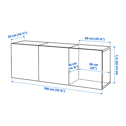 Measurement Illustration - BESTÅ wall-mounted cabinet with doors