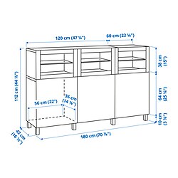 Measurement Illustration - BESTÅ display cabinet with doors
