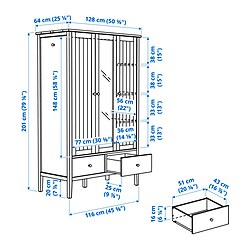 Measurement Illustration - GULLABERG wardrobe