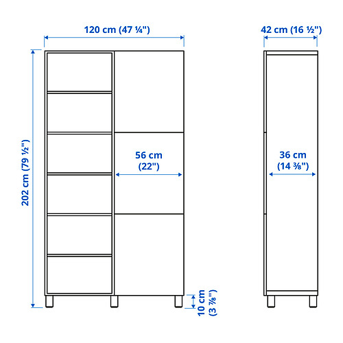 Measurement Illustration - BESTÅ storage combination with doors