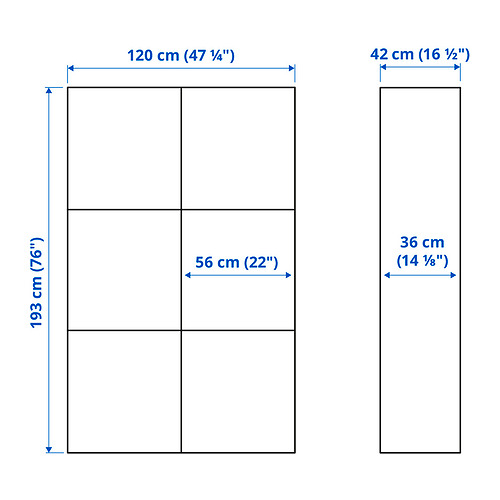 Measurement Illustration - BESTÅ display cabinet