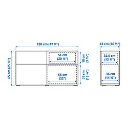 Measurement Illustration - BESTÅ storage combination with drawer runner, soft-closing
