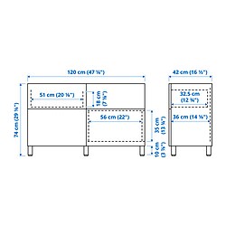 Measurement Illustration - BESTÅ storage combination with drawer runner, push-open