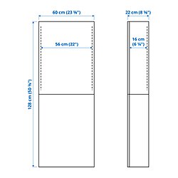 Ilustración de medidas - BESTÅ Armario de pared con 2 puertas