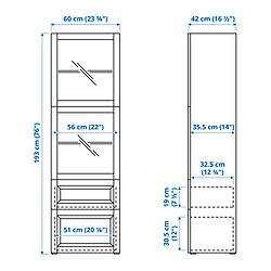 Ilustración de medidas - BESTÅ comb almacenamiento+puertas vidrio