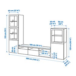 Measurement Illustration - BESTÅ TV storage combinationwith drawer runner, soft-open