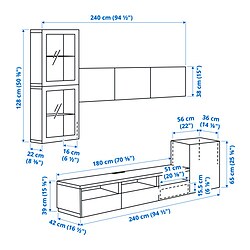 Measurement Illustration - BESTÅ TV storage combination with drawer rail, soft close