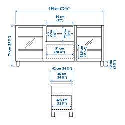 Measurement Illustration - BESTÅ TV bench with drawer runner, push-open