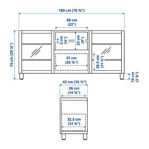 BESTÅ, TV bench with drawer runner, push-open. 8 of 8 open dialog