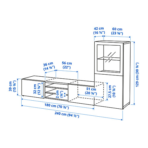 Measurement Illustration - BESTÅ TV storage combination