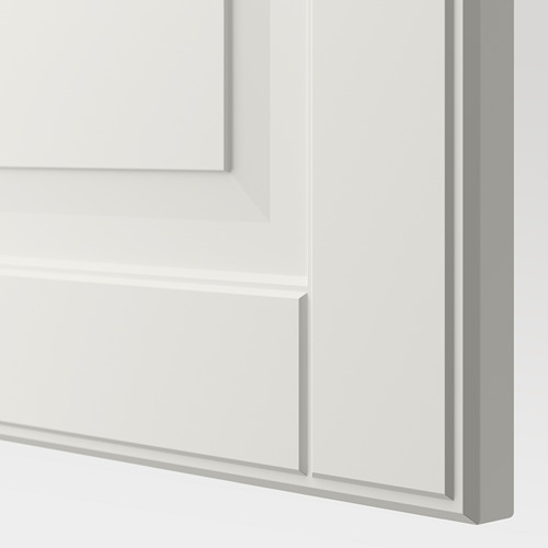 Primer plano de un gabinete blanco limpio y bien diseñado, con bordes suaves y acabados de alta calidad.