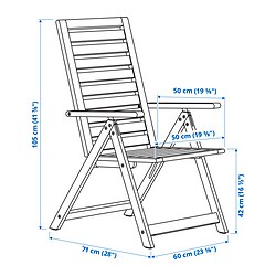 Ilustración de medidas - NÄMMARÖ mesa con 4 sillas reclinables, exterior