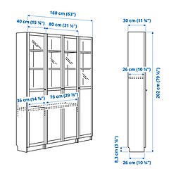 Measurement Illustration - BILLY/OXBERG display cabinet