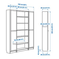 Measurement Illustration - BILLY/OXBERG display cabinet