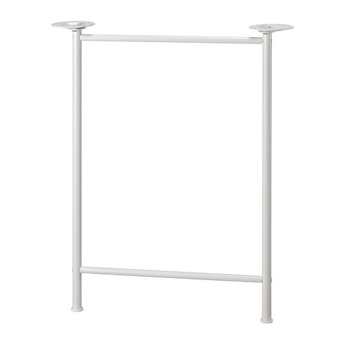 LAGKAPTEN, soporte de mesa blanco, diseño minimalista, patas y travesaño metálicos, pies ajustables.