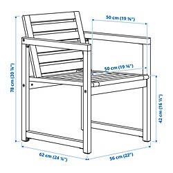 Ilustración de medidas - NÄMMARÖ silla con reposabrazos de exterior