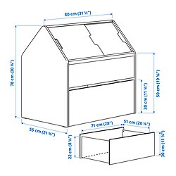 Measurement Illustration - VITBJÖRN storage unit with drawer