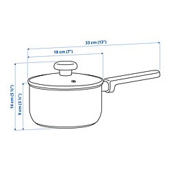 Ilustración de medidas - MIDDAGSMAT cacerola con tapa
