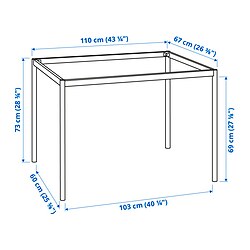 Measurement Illustration - SANDSBERG underframe for table top