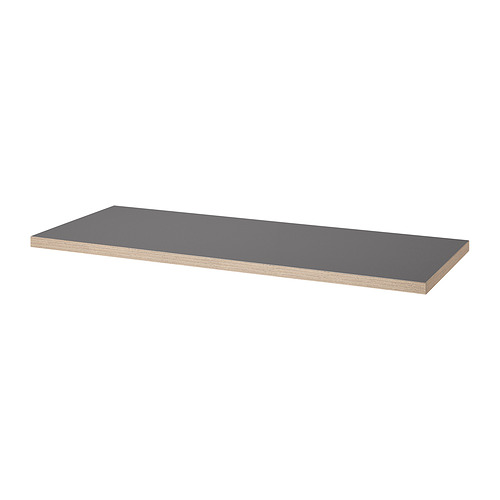 LAGKAPTEN: escritorio rectangular gris con borde estampado en forma de panal, diseño moderno y ligero.