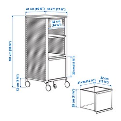 Measurement Illustration - BEKANT storage unit on casters