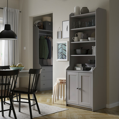 HAUGA, high cabinet with doors. 3 of 9 open dialog