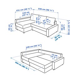 Measurement Illustration - FRIHETEN sleeper sectional,3 seat w/storage