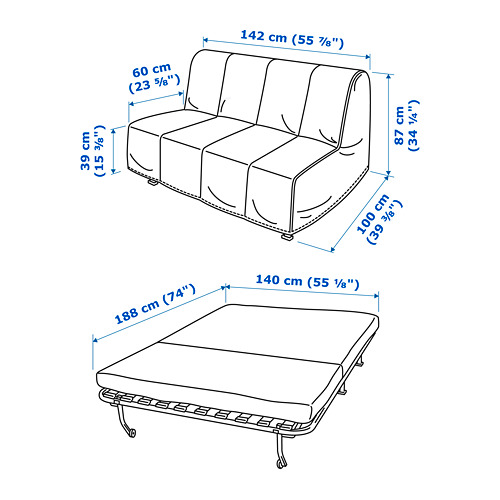 LYCKSELE LÖVÅS, 2 seat sofa bed. 7 of 7 open dialog