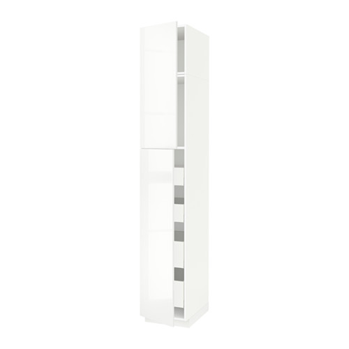 Mueble de cocina METOD blanco de alto brillo, vertical, diseño moderno.