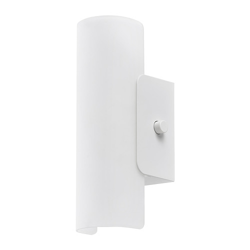 Se trata de una lámpara de pared blanca HAVSDUN con pantalla de cristal esmerilado y un diseño moderno.